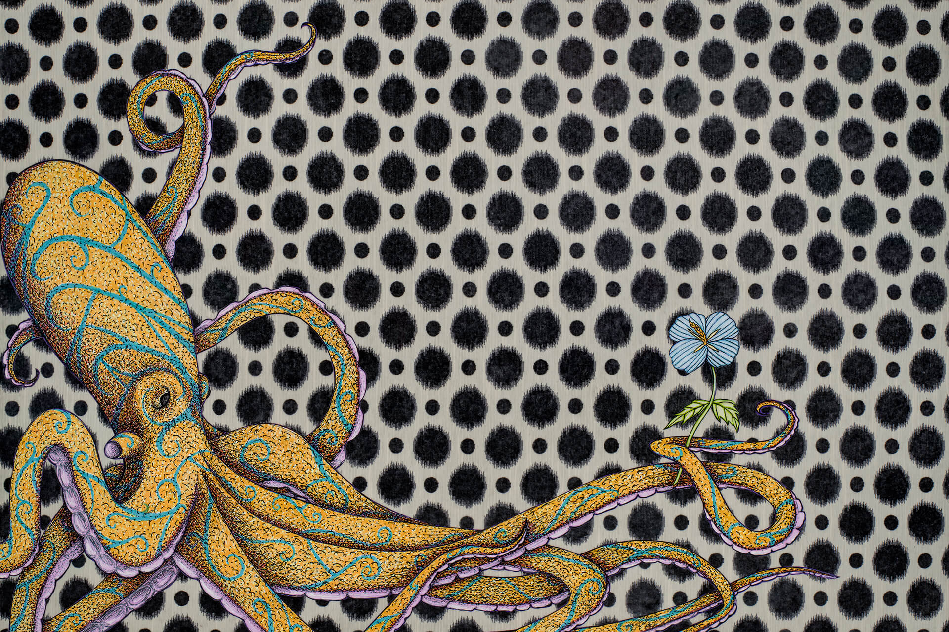 ‘Octopus and Hibiscus’, 35” x 28”, SOLD $550