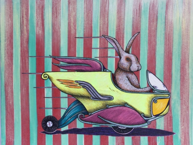 ‘Toughie Rabbit’, 20” x 16”, $275