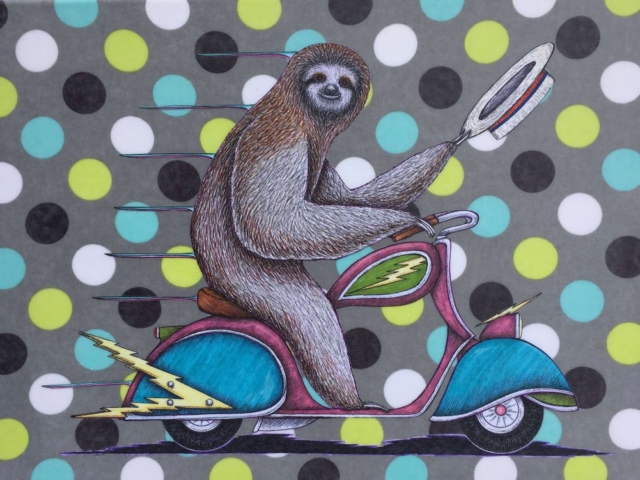 ‘Sloth on a Motorbike’, 16” x 12”, $215